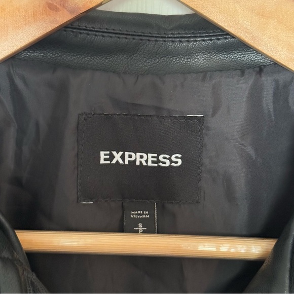 Express Black Faux Leather Puff Sleeve Jacket Small - Picture 4 of 8